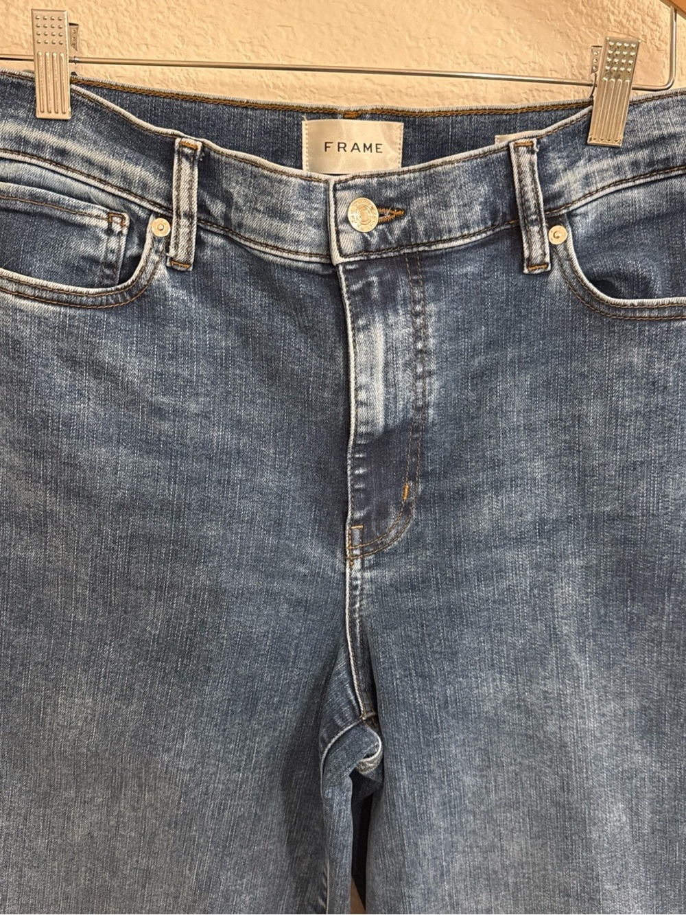 Frame Le Slim Palazzo Jeans Womens 30 Blue Denim Raw Hem - Canals Raw After - Picture 3 of 16